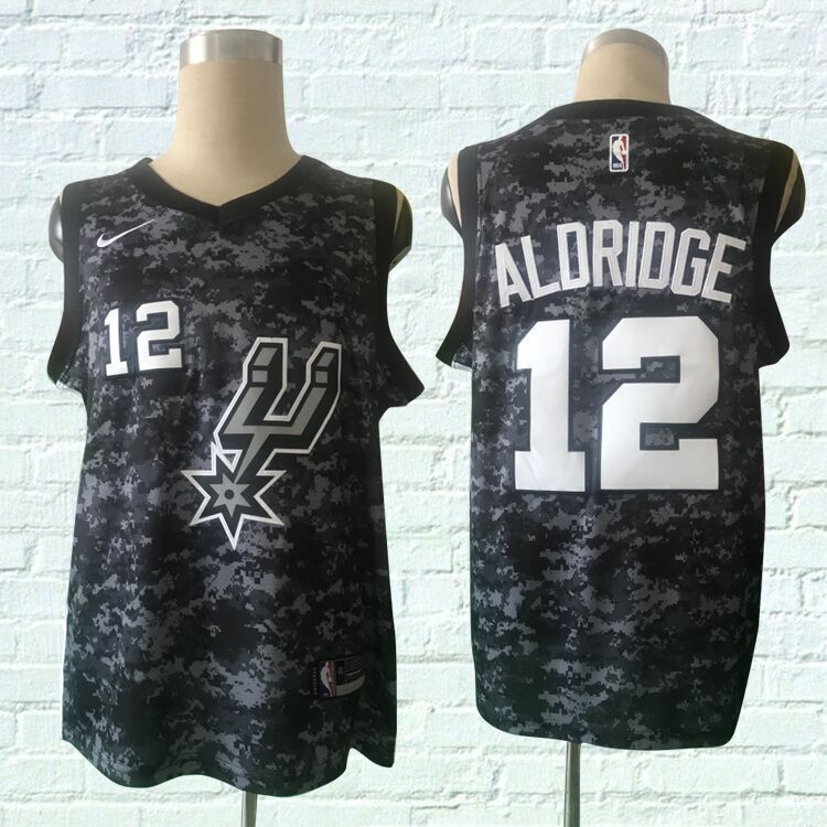 Men San Antonio Spurs #12 Aldridge Black City Edition Nike NBA Jerseys